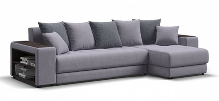 Угловой диван Дубай Рогожка Мальмо платина, Рогожка Венто серый