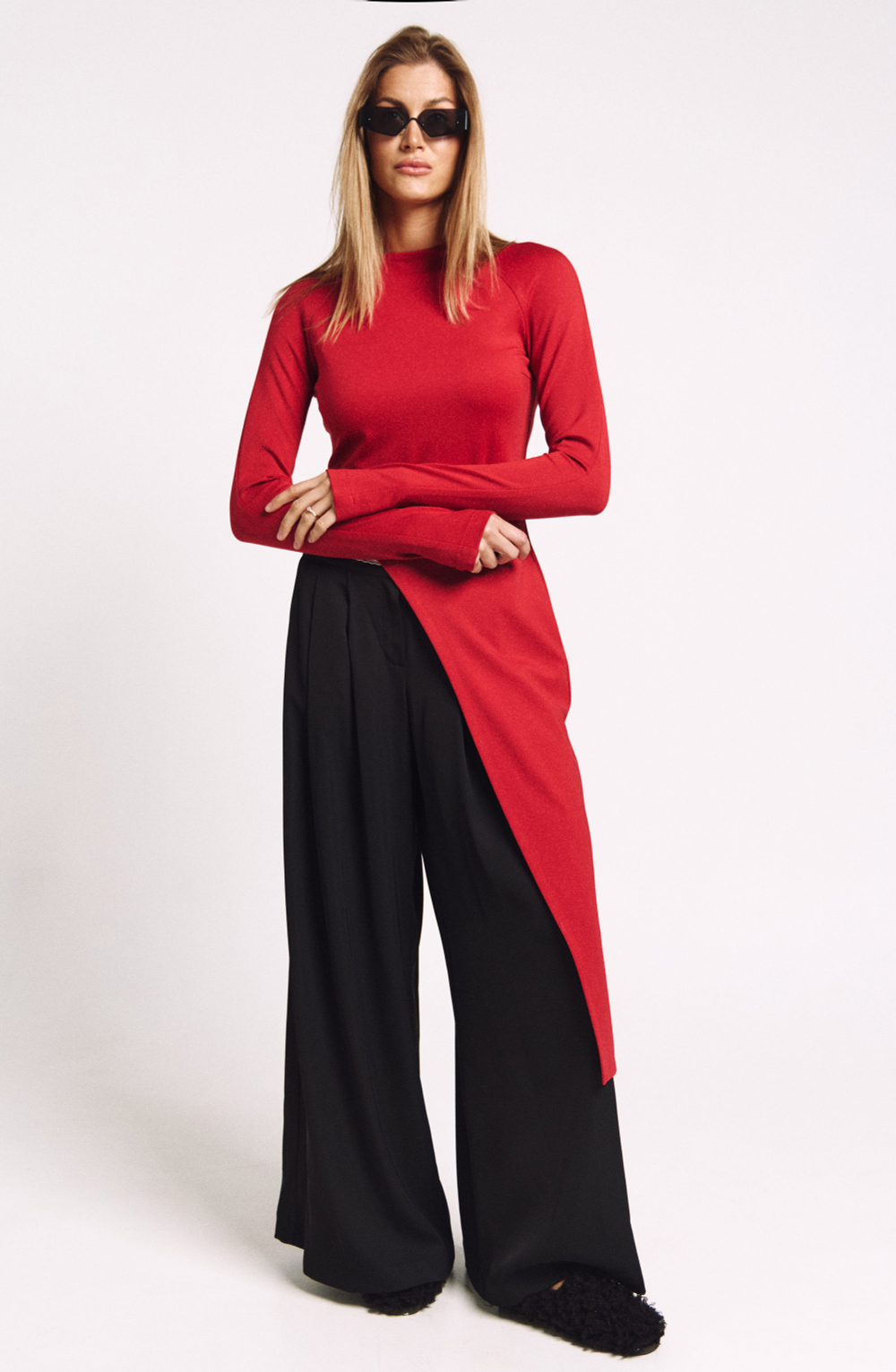 Лонгслив асимметричный 1240 скарлетт