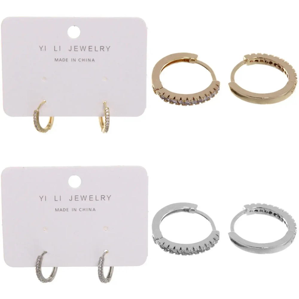 Серьги из гиппоалергенного металла со стразами «ПАЛУМНА», кольца, цвет золото и серебро, 1,2-dсм