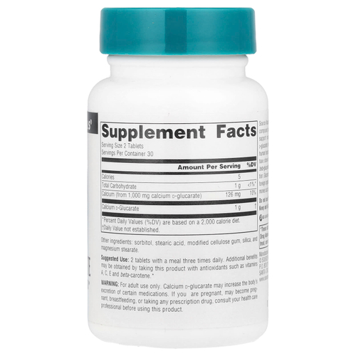 Source Naturals, d-глюкарат кальция, 500 мг, 60 таблеток
