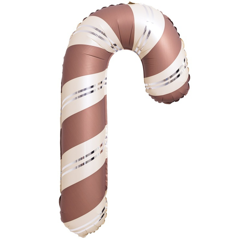 Фигурный шар из фольги с гелием в виде коричневого шоколадного леденца-трости на новый год лошади