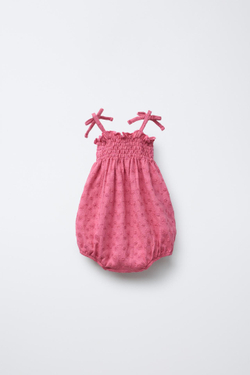 ZARA БОДИ С ВЫШИВКОЙ В ЦВЕТОЧЕК, РОЗОВЫЙ