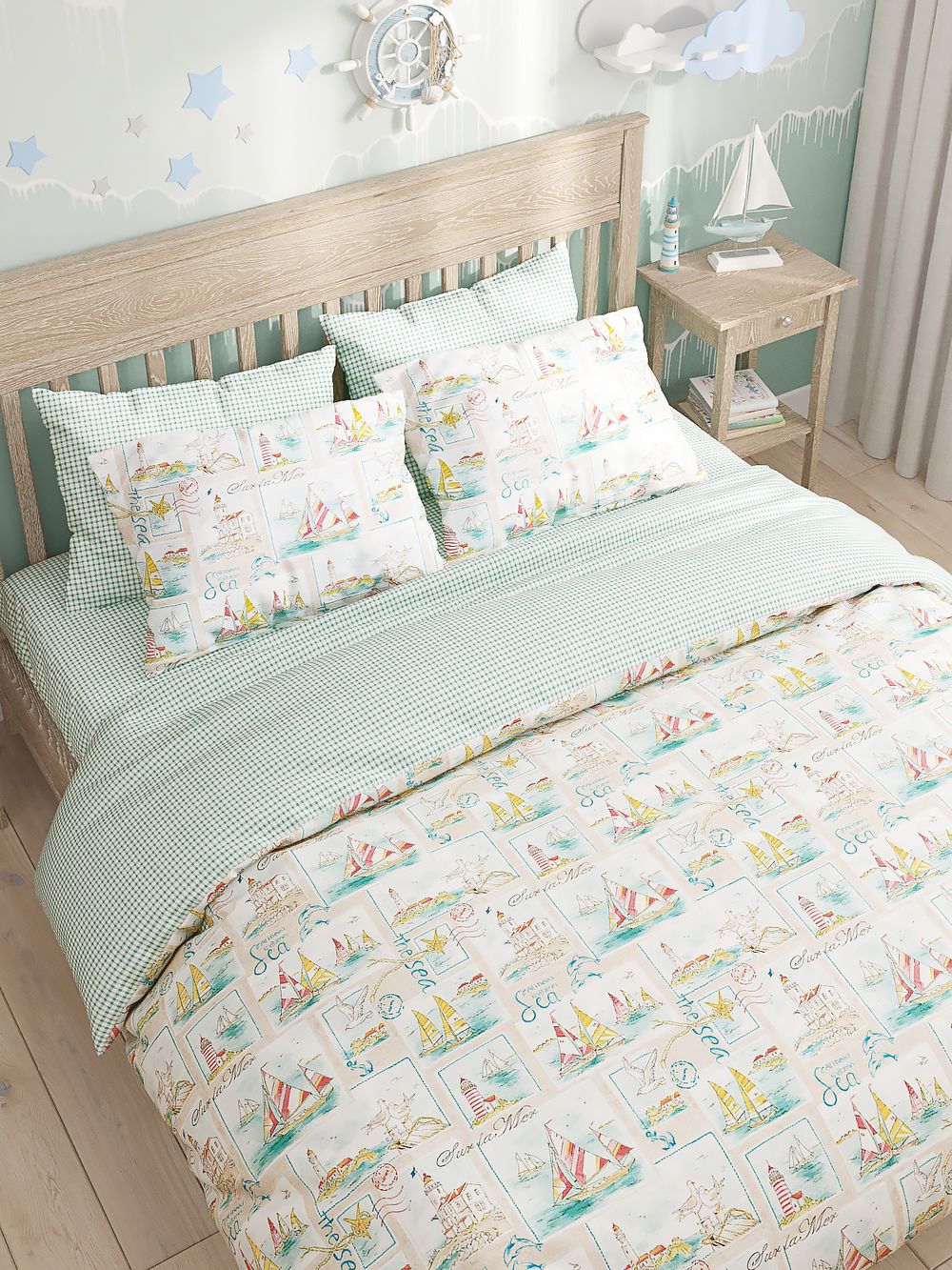 Пододеяльник Сказка "Витамин Sea/Зеленая клеточка" 2-сп 175х215 см, перкаль