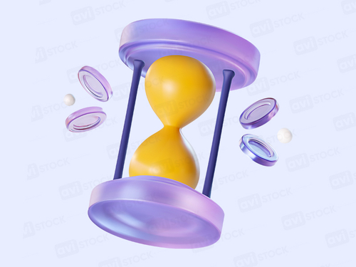 3D иллюстрация желтых песочных часов — PNG на прозрачном фоне для сайтов и дизайна