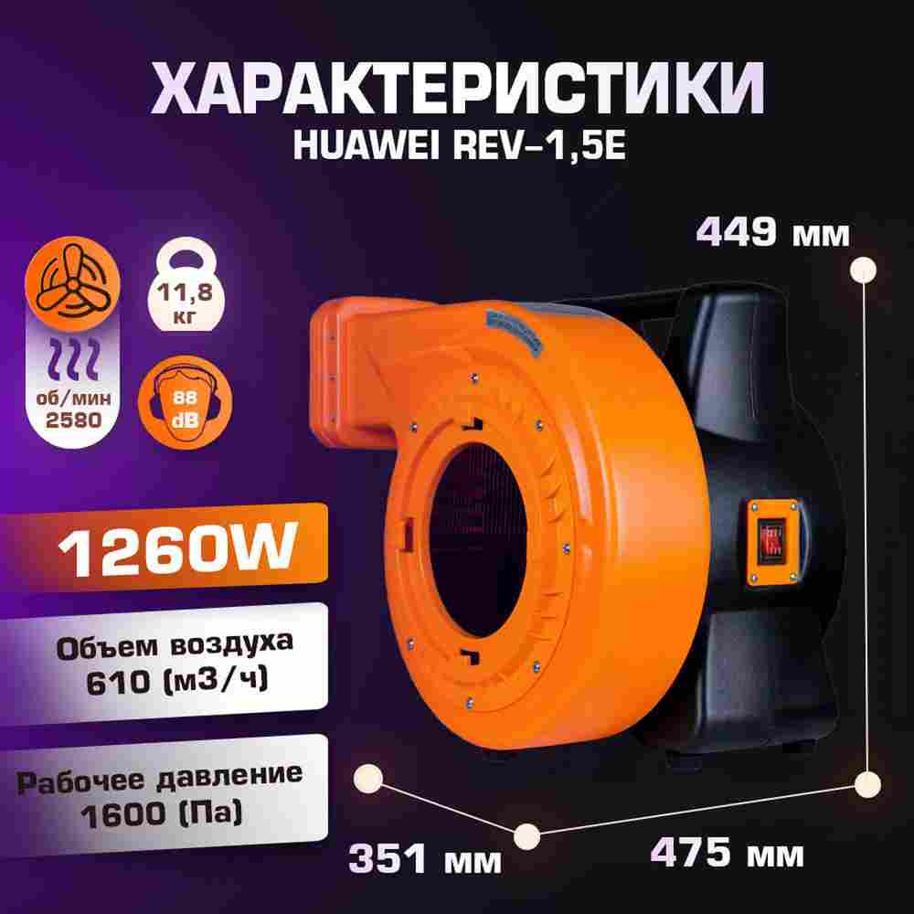 Нагнетатель воздуха (насос) для надувных батутов и конструкций, Huawei REV-1,5E, мощность 1260W