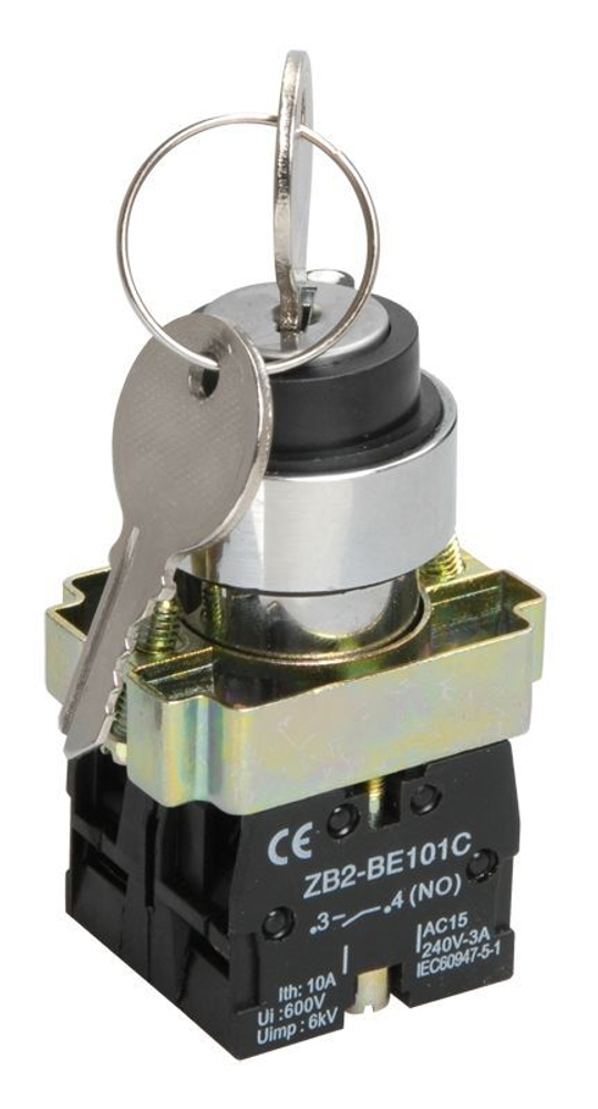 Переключатель LAY5-BG45 на 2 положения с ключом без фиксации IEK