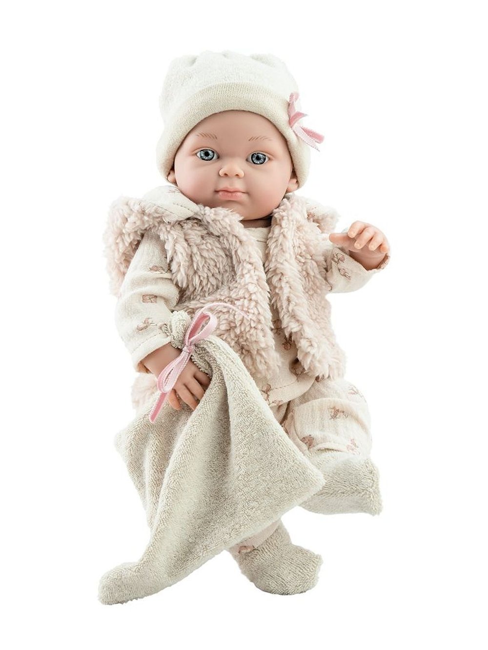 Кукла для девочки Paola Reina 32см виниловая Бэби в меховой жилетке