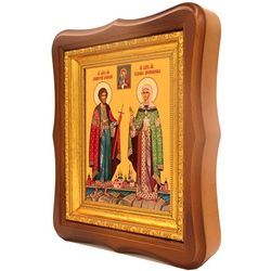 Дмитрий Донской и Евдокия Московская. Икона на холсте.