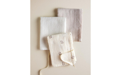 Zara Home Муслиновые салфетки из хлопка, кремовый, 55x55 см (3 шт.)