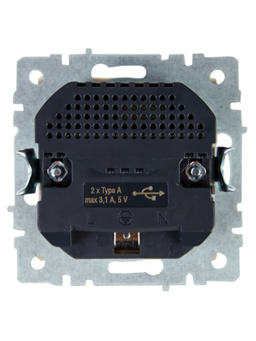 BRITE Розетка 1-местная с заземлением с защитными шторками 16А с USB A+A 5В 3,1А РЮш10-2-БрКр бежевый IEK