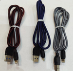 Кабель USB - Lightning Union K3 тканевая оплетка (красный) 1м без упаковки