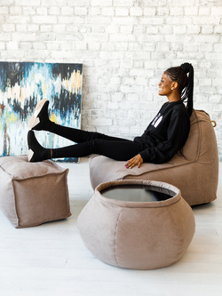 Кресло Манхеттен Бежевое с Пуфом