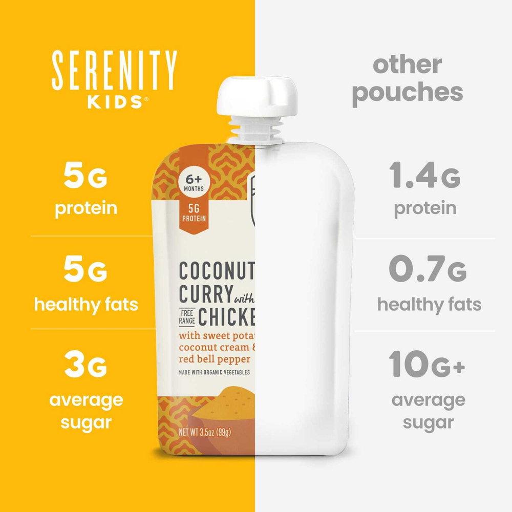 Serenity Kids, карри с кокосом и курицей, выращенной в естественных условиях, для детей от 6 месяцев, 99 г (3,5 унции)
