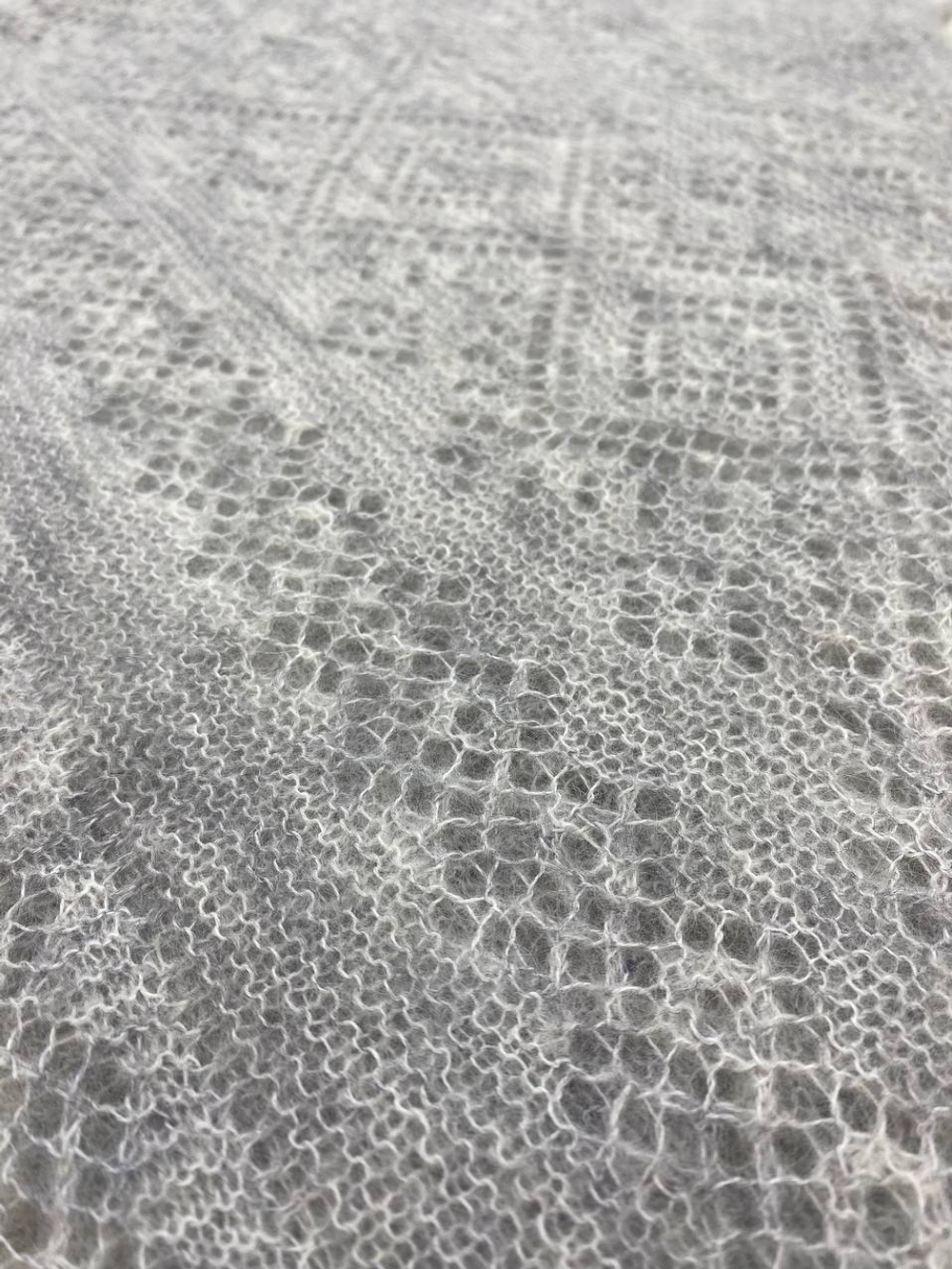 Оренбургский пуховый платок-косынка П3-130184-33 серый меланж