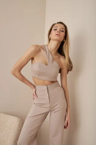 Брюки прямые из джерси цвета какао