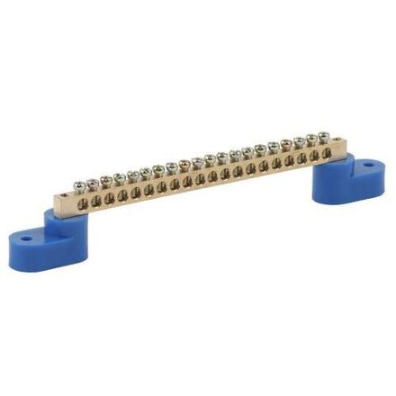 Шина N "ноль" на двух угловых изоляторах ШНИ-6х9-20-У2 NO-222-62 син. (уп.10шт) Эра Б0033441