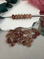 Подвеска бублик из клубничного кварца 14*8 мм, 2 штуки