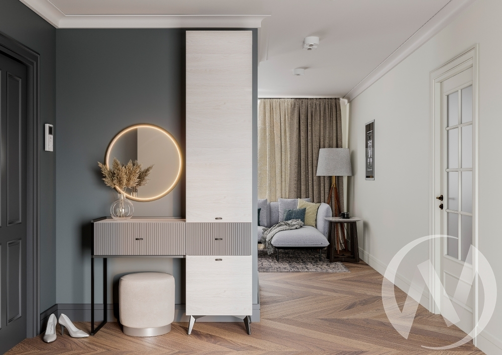 Прихожая Норд ПР-06 (ясень белый/ясень белый; F-02 маренго)