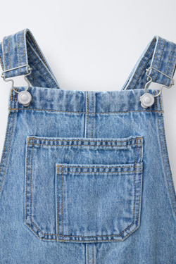 ZARA КОРОТКИЙ ДЖИНСОВЫЙ КОМБИНЕЗОН, СИНИЙ