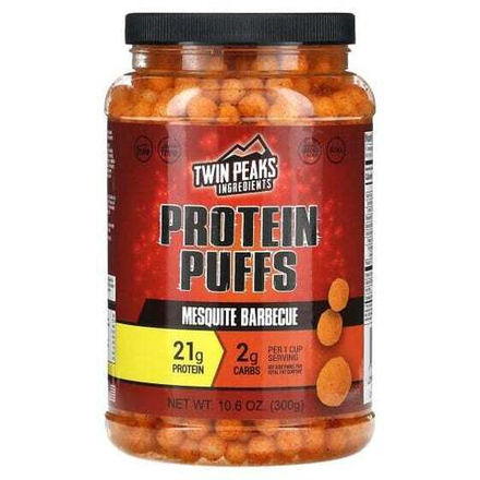 Протеиновые батончики и перекусы Twin Peaks, Protein Puffs, шашлык из мескита, 300 г (10,6 унции)