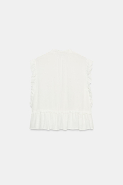ZARA ТОП С ВЫШИВКОЙ И ВОЛАНАМИ, БЕЛЫЙ