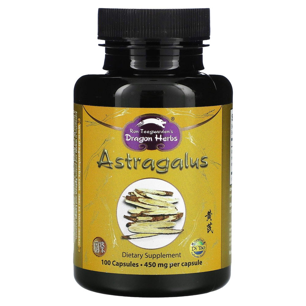 Dragon Herbs, астрагал, 450 мг, 100 капсул