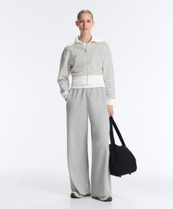 Oysho Куртка в полоску с воротником Rib из хлопка, светлый экрю