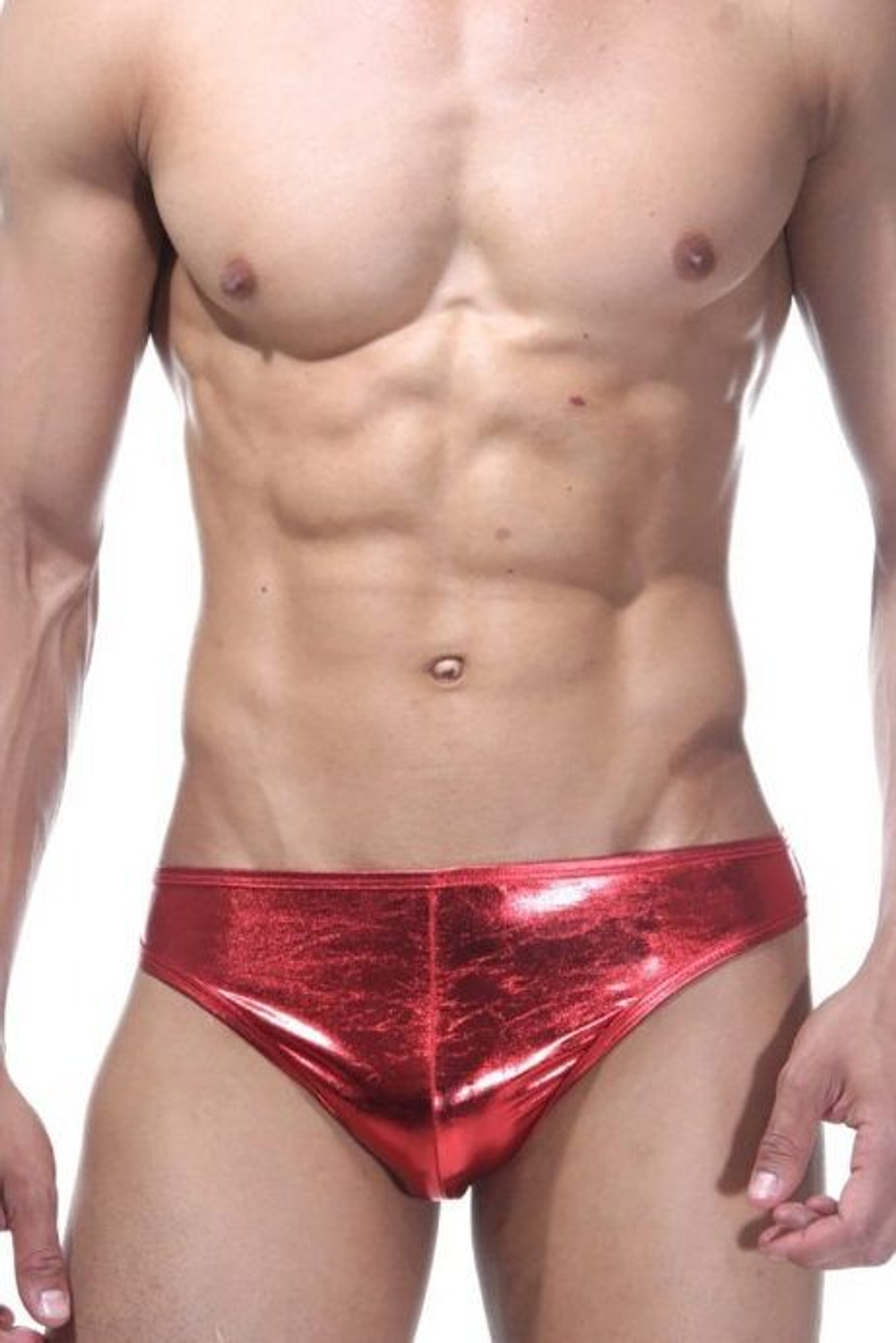 Красные трусы-джоки из блестящего гладкого материала (Размер: L-XL) (Цвет: красный)