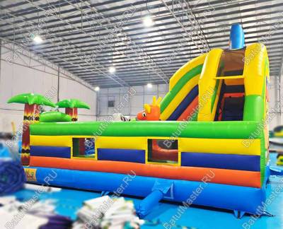 Надувной водный батут с бассейном «Туземец» размер 6,5*6*5 м