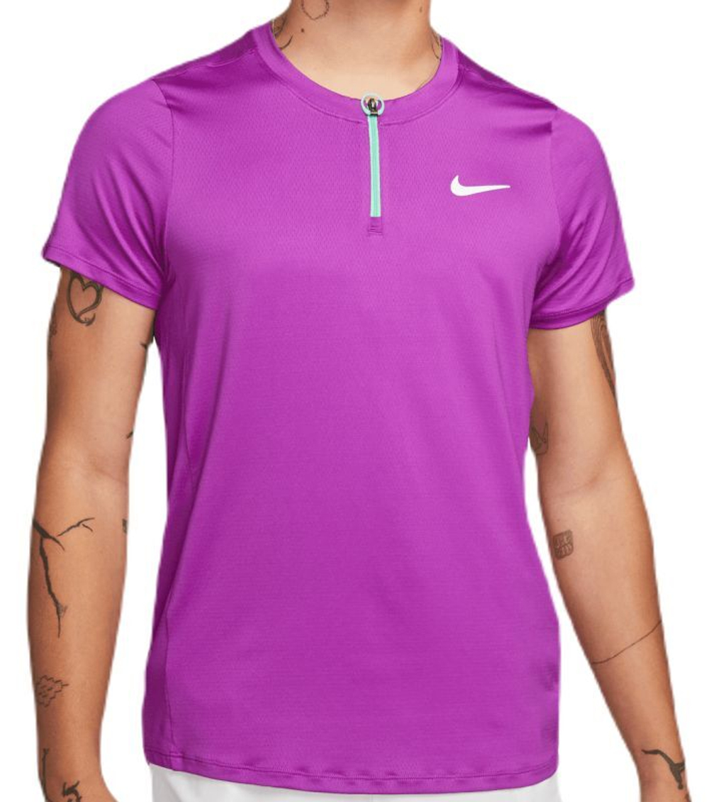Мужское поло теннисное Nike Men's Court Dri-Fit Advantage Polo - vivid purple/green glow/white