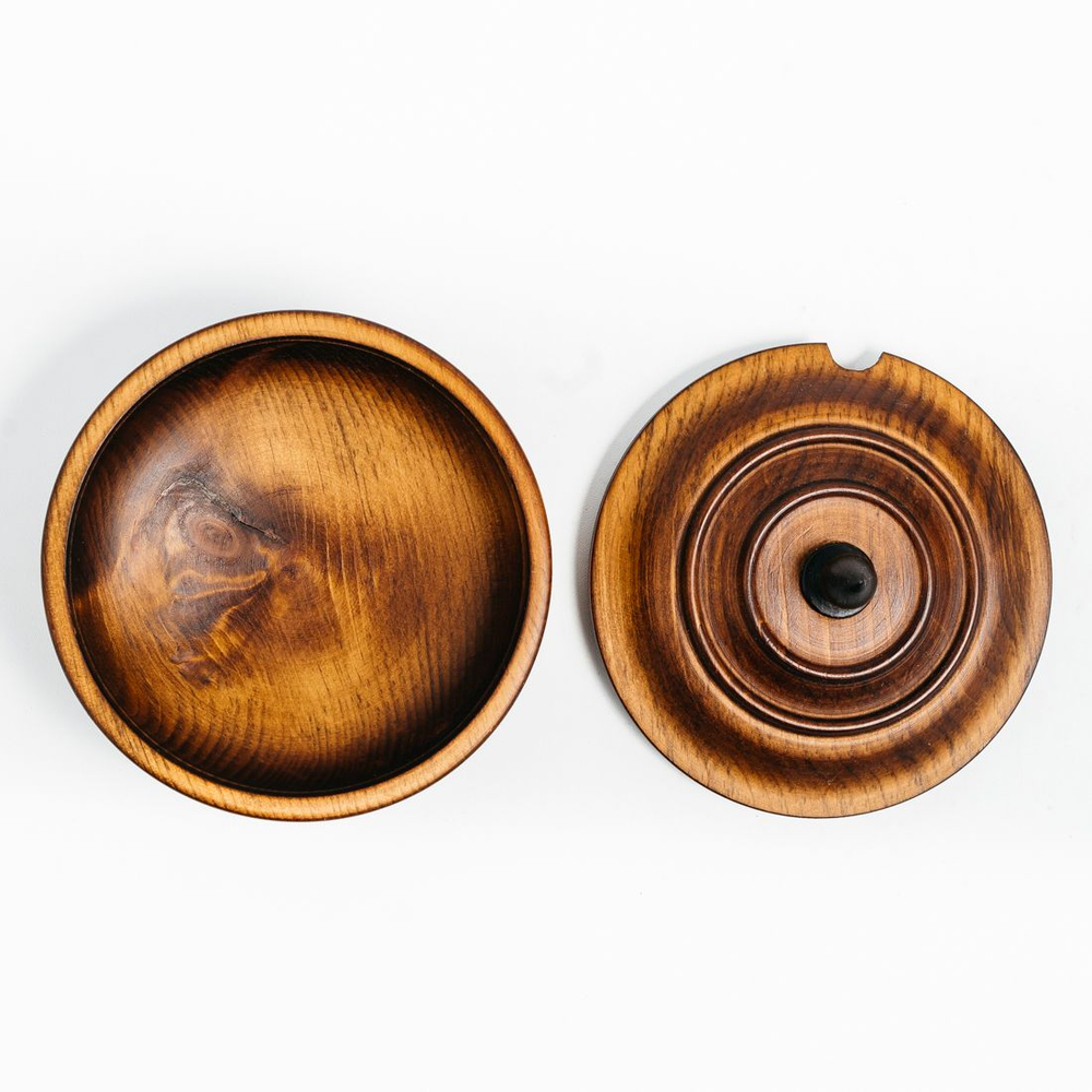 Деревянная кубышка, бочонок, сахарница для соли, специй, меда. K49