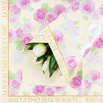 Пленка ЛИСТ "Нежность роз" 57*57см Кремовая/20шт