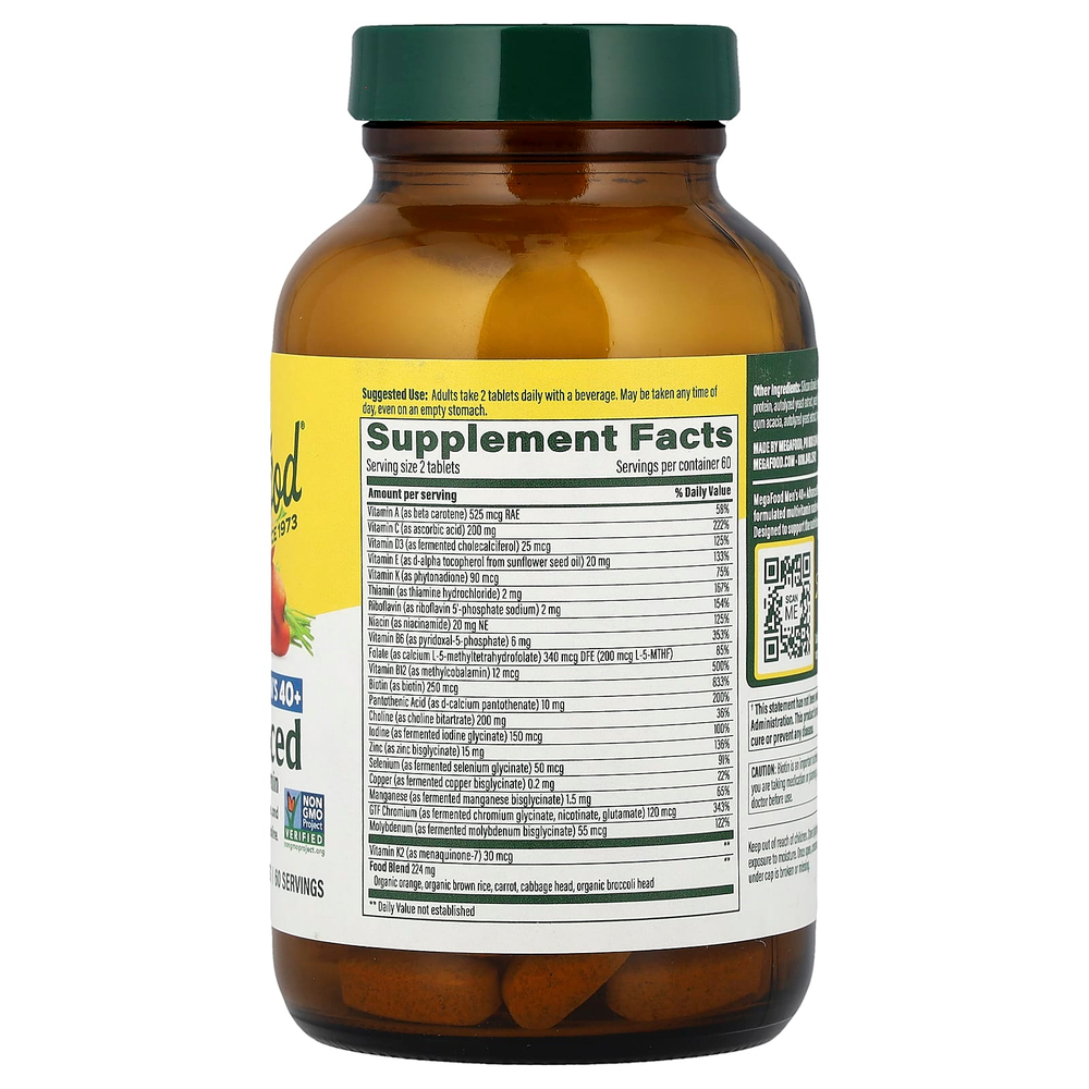 MegaFood, улучшенный мультивитаминный комплекс, для мужчин старше 40 лет, 120 таблеток