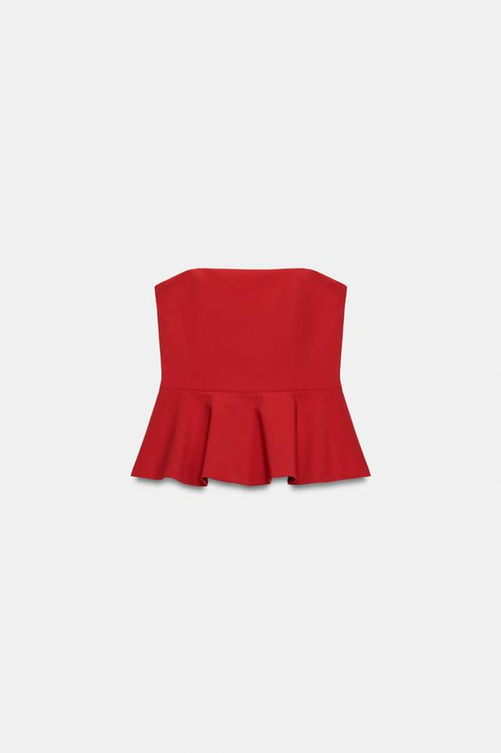 ZARA ТОП С БАСКОЙ И ОТКРЫТЫМИ ПЛЕЧАМИ, КРАСНЫЙ