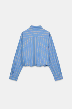 ZARA РУБАШКА GLOBO В ПОЛОСКУ, СИНИЙ/БЕЛЫЙ