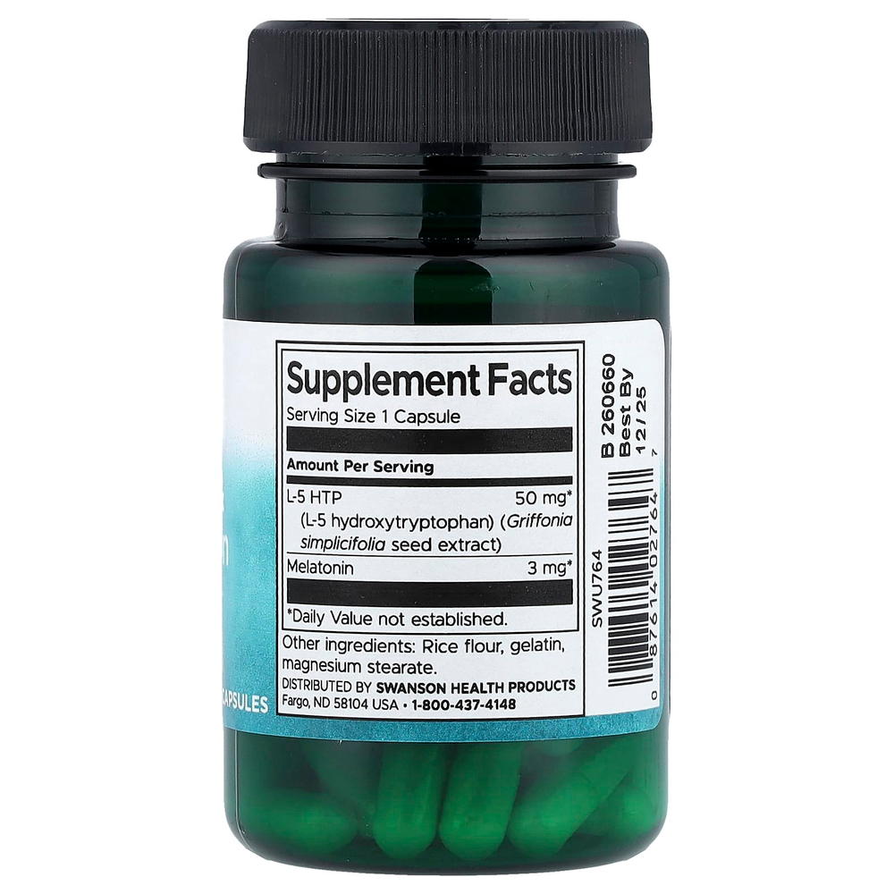 Swanson Vitamins, 5-HTP и мелатонин, 30 капсул