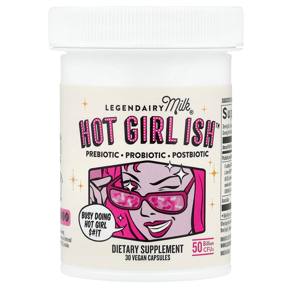Legendairy Milk, Hot Girl Ish ™, пребиотик, пробиотик, постбиотик, 50 млрд КОЕ, 30 веганских капсул