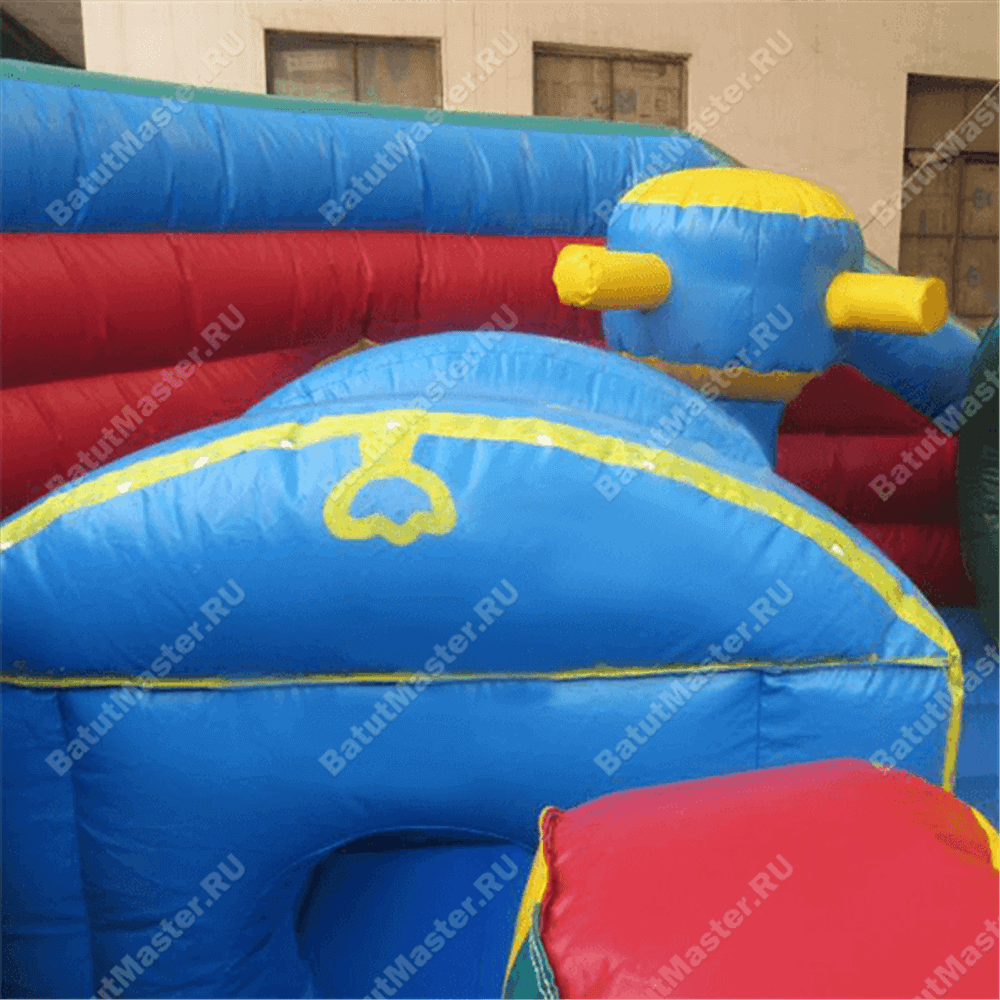 Большой надувной батут-горка "Корабль флибустьеров" 12*8*6 м
