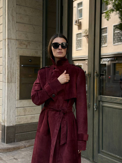 Тренч замшевый Бордовый