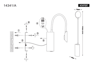 Бра LED 3W 3000К 14341/A black чёрный Georgia Newport