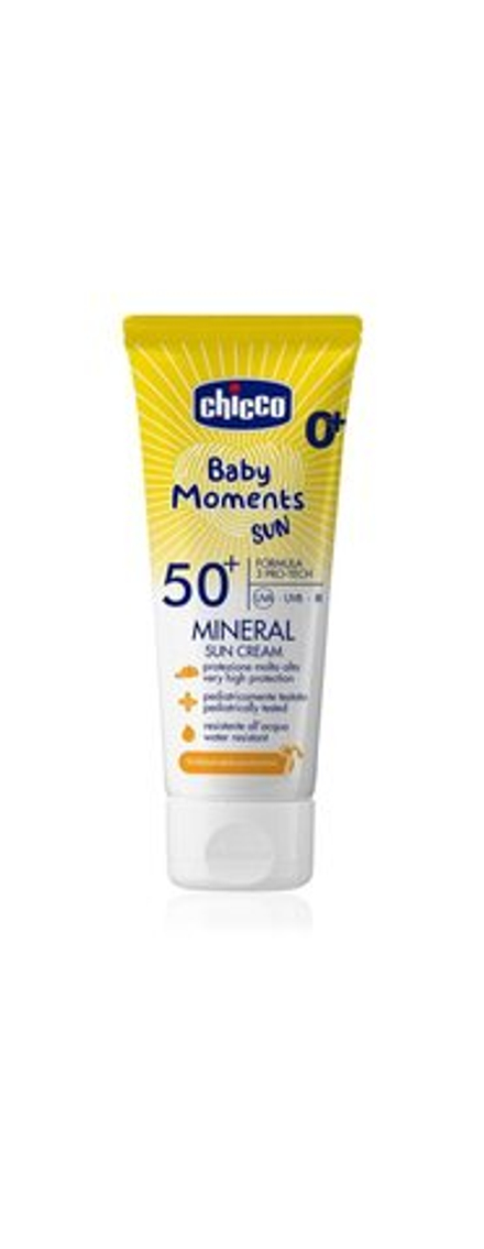 Chicco Baby Moments Sun Mineral - солнцезащитный крем для детей SPF 50+ /  0 m+ 75  ml  / GTIN 8058664155637