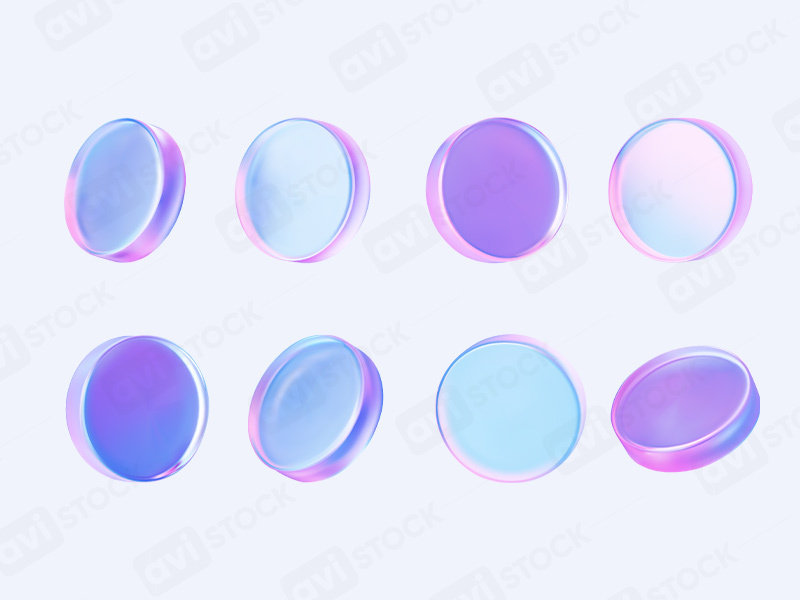 3D Голографические монеты в неоновом стиле