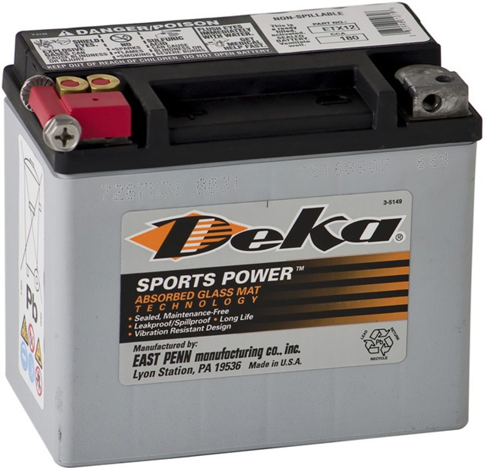 Аккумулятор для мототехники Deka ETX12 12В 10а/ч, необслуживаемый