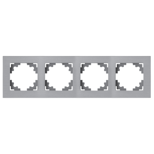 Рамка 4-местная, металл, STEKKER, MFR00-7004-03, серия Катрин, серебро 50023