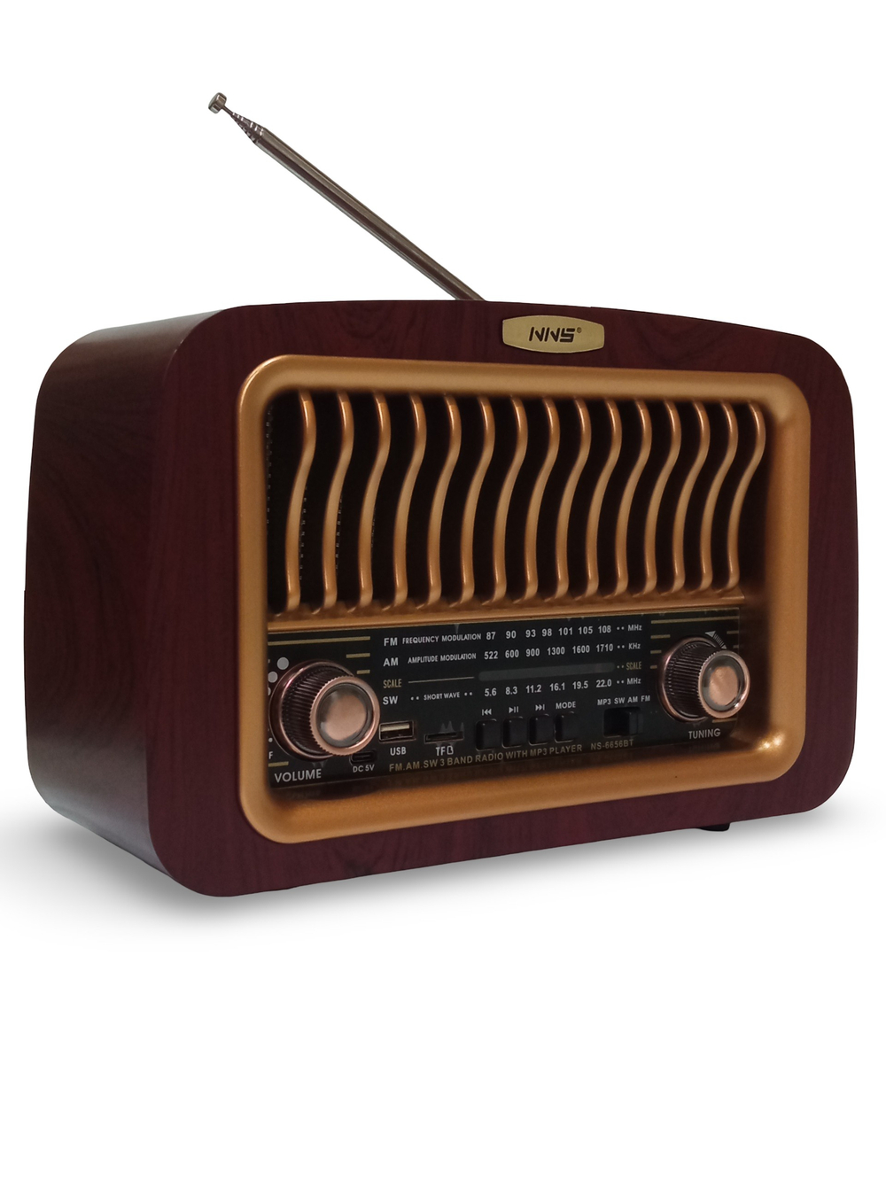 Радиоприемник в ретро стиле+MP3 плеер, Bluetooth TWS NS-6656BT