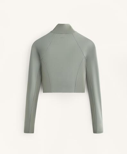 Oysho Лонгслив Comfortlux Rib, серый хаки