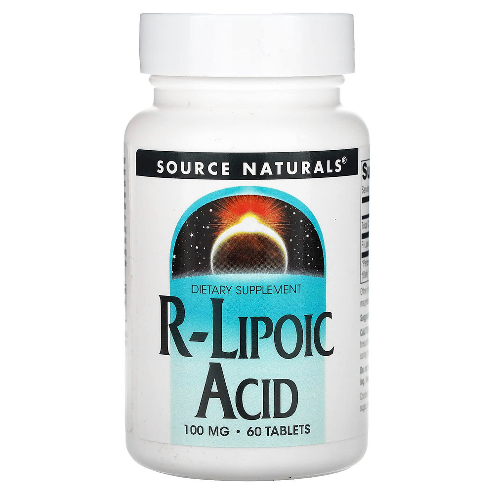 Source Naturals, R-липоевая кислота, 100 мг, 60 таблеток