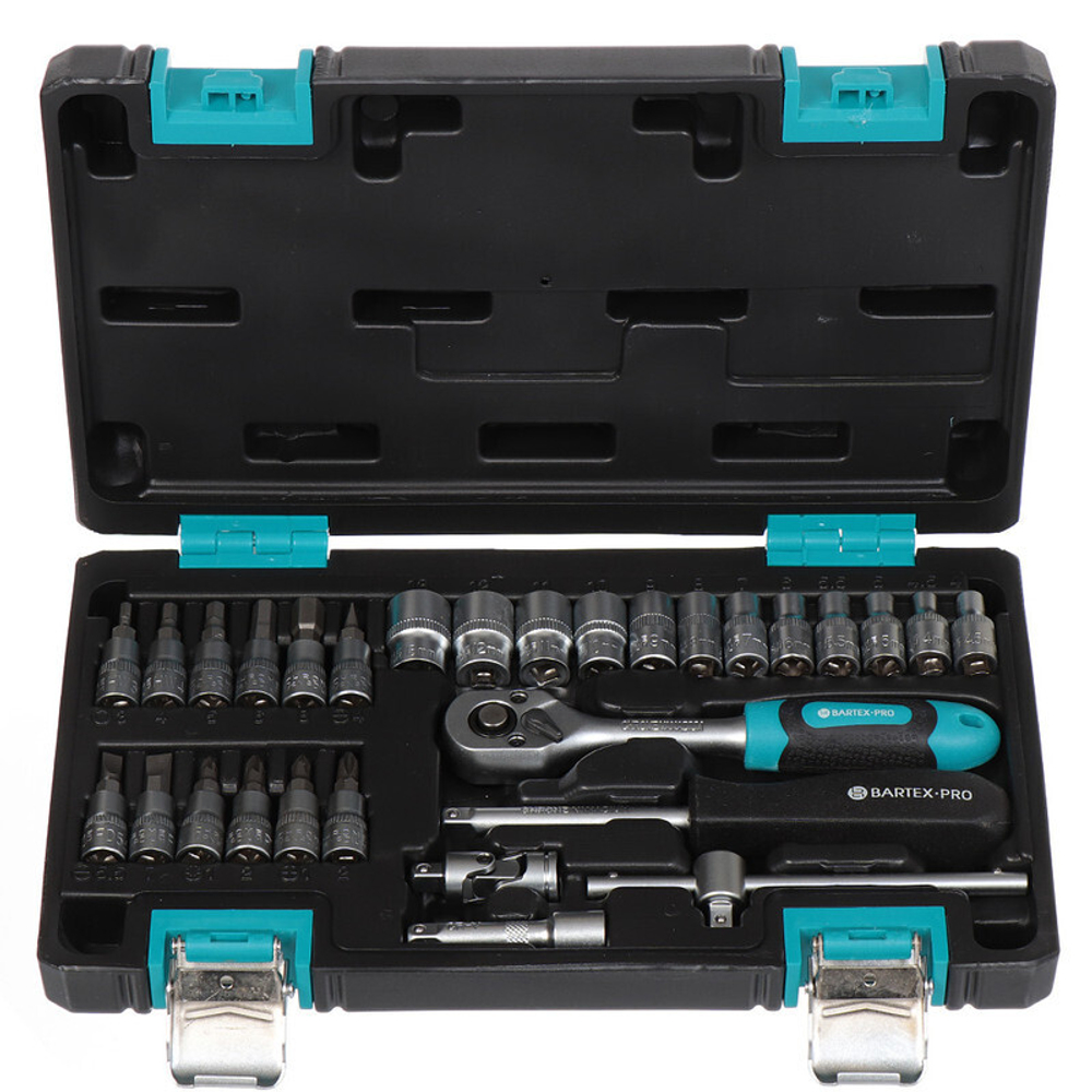 Набор слесарных инструментов Bartex, 1/4", 6-гранные, CrV сталь, кейс, 29 пр, шт