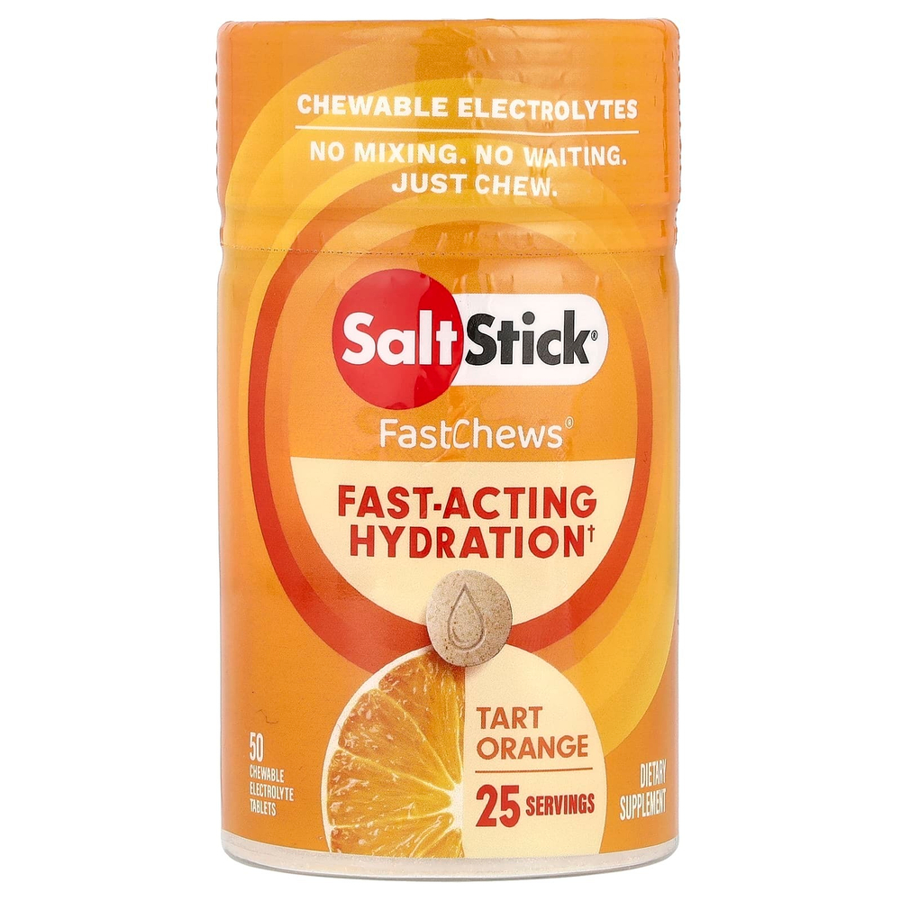 SaltStick, FastChews®, жевательные электролиты, терпкий апельсин, 50 жевательных таблеток