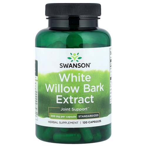 Swanson, экстракт коры белой ивы, стандартизованный, 500 мг, 120 капсул